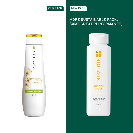 Biolage Smooth Proof Anti-Frizz Shampoo | Up to 72HR Frizz Control | With Camellia Oil & Glycerin | For Dry and Frizzy Hair | For Women and Men | Vegan & Cruelty-Free
