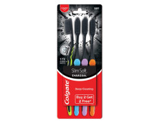 Colgate Charcoal Gentle Deep Cleaning manual Toothbrush for adults - 4 Pieces (Slim Soft)