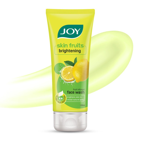 Joy Skin Fruits Lemon Brightening Face Wash 100ml | with Vitamin C for Glowing Skin | Reduces Dark Spots, Removes Excess Oil & Dirt | For Normal to Oily Skin