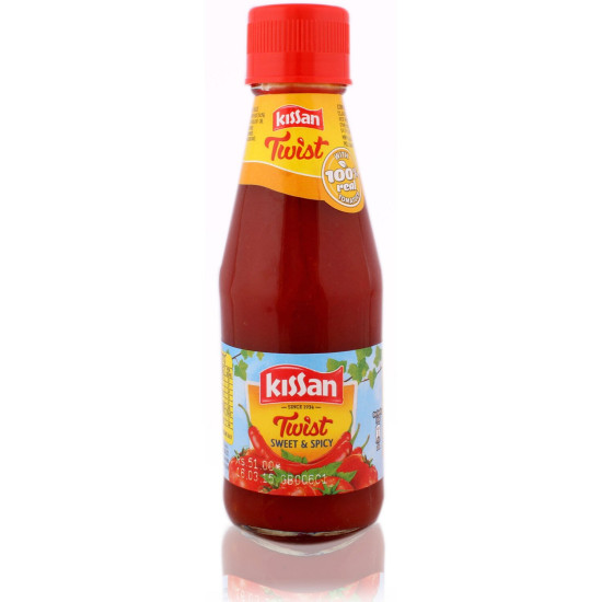 Kissan Tomato Ketchup - Twist Sweet & Spicy, 200g Bottle