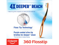 Colgate Toothbrush-360 Degree Flosstip for adults,Manual,Black,Pack of 3