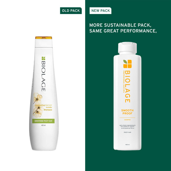 Biolage Smooth Proof Anti-Frizz Shampoo |Up to 72HR Frizz Control | With Camellia Oil & Glycerin | For Dry and Frizzy Hair | For Women and Men | Vegan & Cruelty-Free