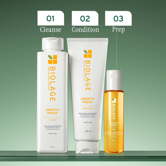 Biolage Smooth Proof Anti-Frizz Shampoo |Up to 72HR Frizz Control | With Camellia Oil & Glycerin | For Dry and Frizzy Hair | For Women and Men | Vegan & Cruelty-Free