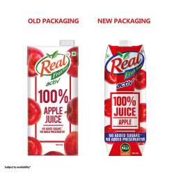 Real Activ 100% Apple Fruit Juice - No Added Sugars & Preservatives | Rich in Vitamin C