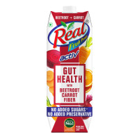 DABUR Real Activ Beetroot Carrot Fruit Juice - 1L | No Added Sugars, No Added Preservatives | For Gut Health | Mix Fruit & Vegetable Juice With Added Fiber | Tasty, Healthy & Refreshing Fruit Drink