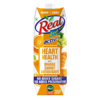 Real Activ Orange Carrot Fruit Juice - 1L | No Added Sugars, No Added Preservatives | Helps in Heart Health | Mix Fruit & Vegetable Juice | Tasty, Healthy & Refreshing Drink