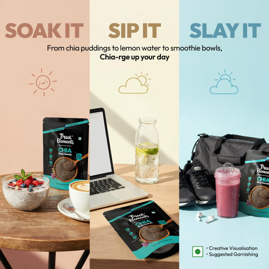 True Elements Chia Seeds 150g - Non-GMO and Fibre Rich Seeds | Omega-3 rich Seeds for Eating | Healthy Snacks | Best for Weight Management