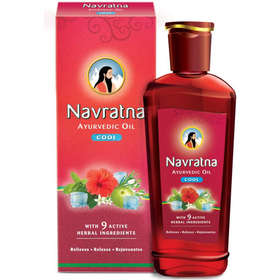 Navratna Ayurvedic Cool Oil | Combination of 9 Ayurvedic Herbs | Relieves Headache, Body ache, Tiredness, Sleeplessness & Tension| Improves Scalp Health | Relaxing & Rejuvenating cooling effect, 300ml