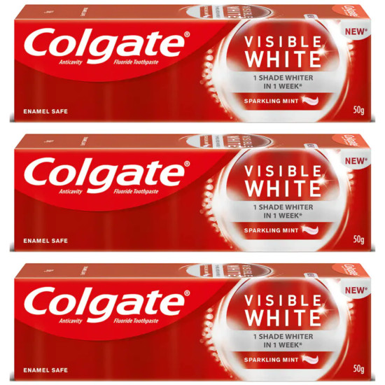 Colgate Toothpaste - Visible White (Sparkling Mint) (50g) (Pack of 3)