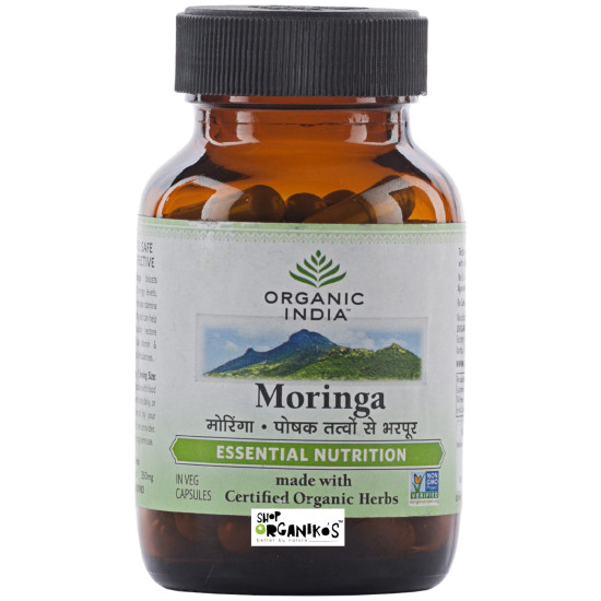 Organic India Moringa 60 Capsules Bottle with free Moringa capsule sample