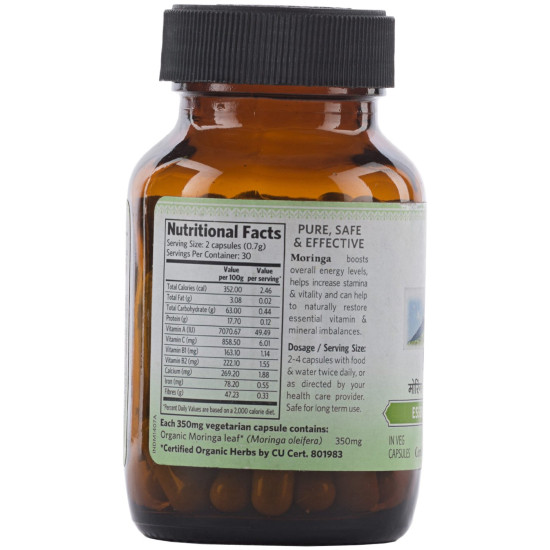 Organic India Moringa 60 Capsules Bottle with free Moringa capsule sample