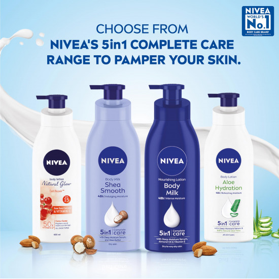 NIVEA Nourishing Body Milk 200ml Body Lotion with Deep Moisture Serum | 48 H Moisturization | With 2X Almond Oil | Smooth and Healthy Looking Skin |For Very Dry Skin