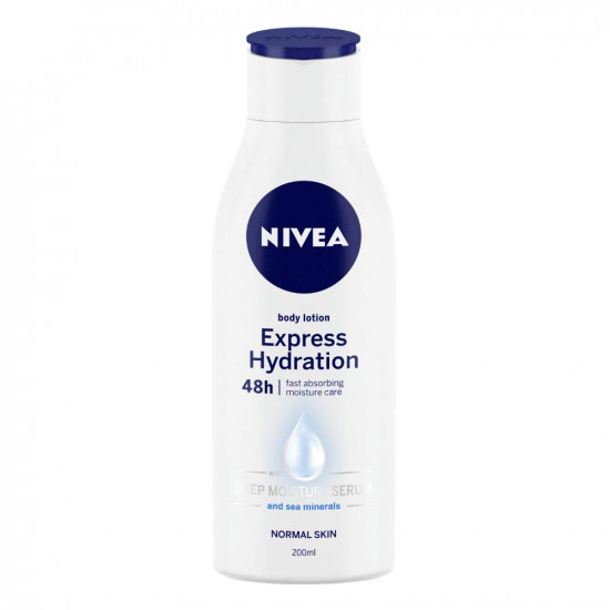 NIVEA Express Hydration 200ml Body Lotion| 48 H Moisturization & Hydration for Summer | Goodness of Sea Minerals & Deep Moisture Serum | Non Greasy & Healthy Looking Skin |For All Skin Types