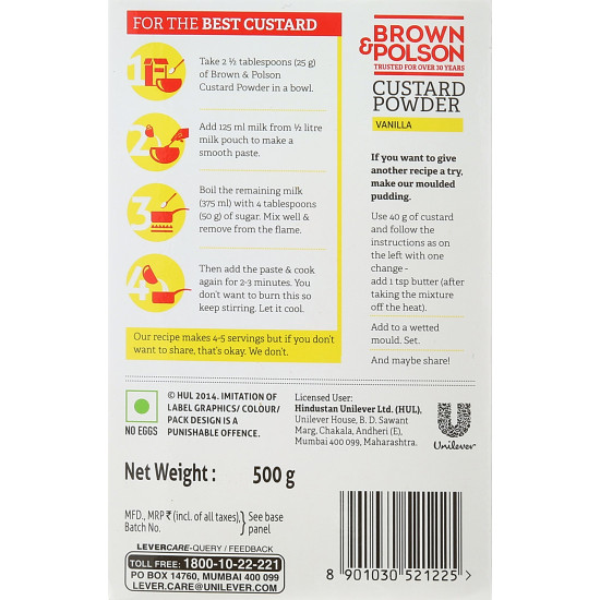 Brown & Polson Vanilla Custard Powder, 500g