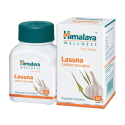 Himalaya Pure Herbs Lasuna Cardiac Wellness Tablets, White, 250 mg, 60 Count