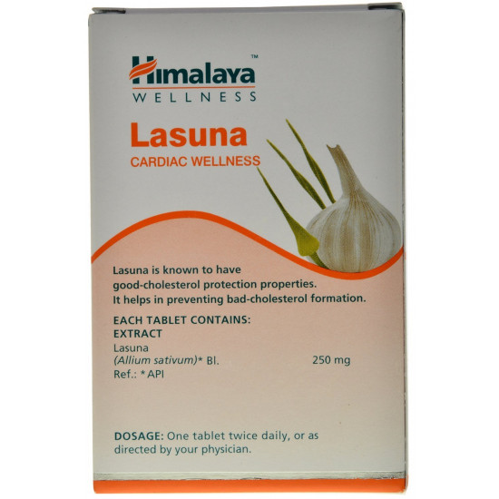 Himalaya Pure Herbs Lasuna Cardiac Wellness Tablets, White, 250 mg, 60 Count