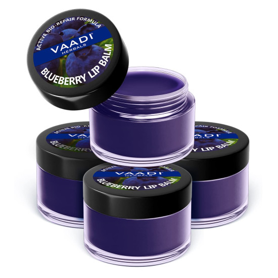 Vaadi Herbals Value Lip Balm, Blueberry, 4 x 10g