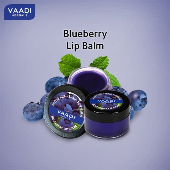 Vaadi Herbals Value Lip Balm, Blueberry, 4 x 10g