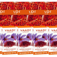 Vaadi Herbals Kesar Chandan Facial Bars with Extract of Orange Peel, 25g (Pack of 6)