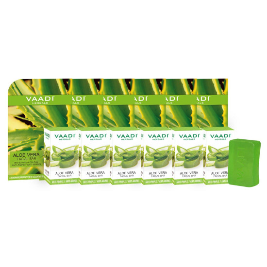 Vaadi Herbals Aloe Vera Facial Bars with Extract of Tea Tree, 25g (Pack of 6)