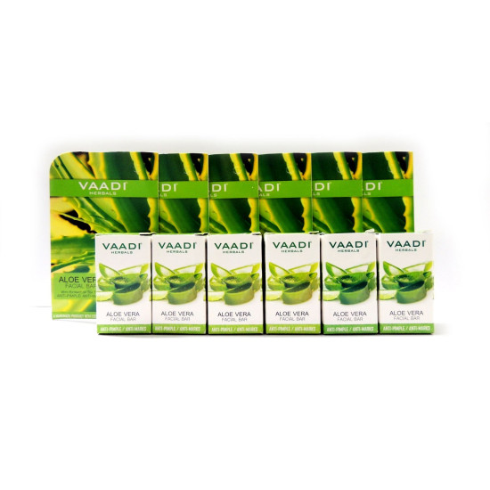 Vaadi Herbals Aloe Vera Facial Bars with Extract of Tea Tree, 25g (Pack of 6)