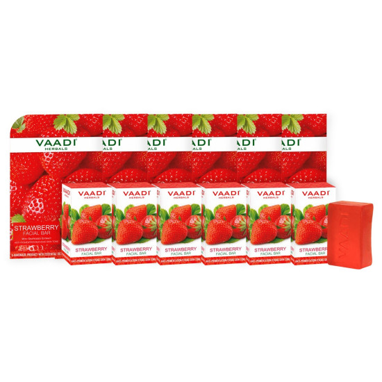 Vaadi Herbals Strawberry Facial Bars with Grape Seed Extract, 25g x 6