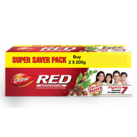Dabur Red Toothpaste -400g (200g*2)| World's No.1 Ayurvedic Paste| Fluoride Free| Helps In Bad Breath Treatment, Cavity Protection, Plaque Removal | For Whole Mouth Health | Power Of 13 Potent Ayurvedic Herbs