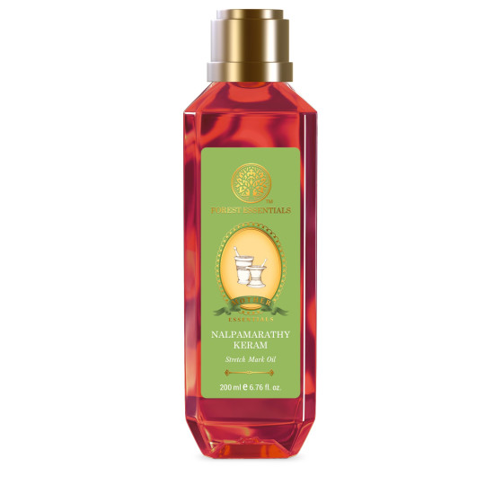 Forest Essentials Mother's Stretch Mark Oil Nalpamarathy Keram | Reduces Stretchmarks & Dark Patches | 200 ml