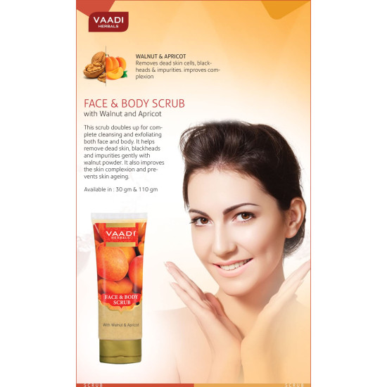 Vaadi Herbals Face and Body Scrub with Walnut and Apricot, 110g