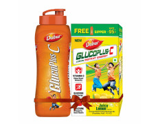 Dabur GlucoPlus-C Instant Energy Glucose Lemon Flavour - 500g (with Sipper Free) | Glucose Replenishes Energy | 25% more Glucose in every sip| Vitamin C helps Boosts Immunity | Calcium Supports Bone Health