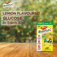 Dabur GlucoPlus-C Instant Energy Glucose Lemon Flavour - 500g (with Sipper Free) | Glucose Replenishes Energy | 25% more Glucose in every sip| Vitamin C helps Boosts Immunity | Calcium Supports Bone Health