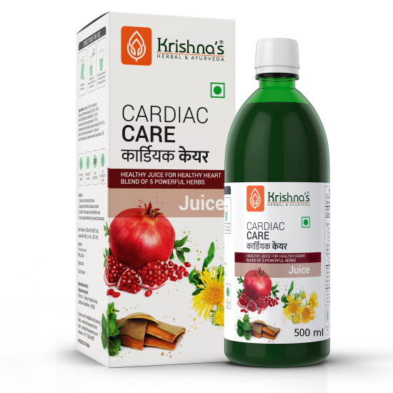 Krishna's Cardiac Care Juice - 500 ml | Ayurvedic Heart care expert | Healthy Heart Cardiac Wellness | Enriched with Arjuna Chaal, Kutki, Amla, Anardana & Pushkar Mool