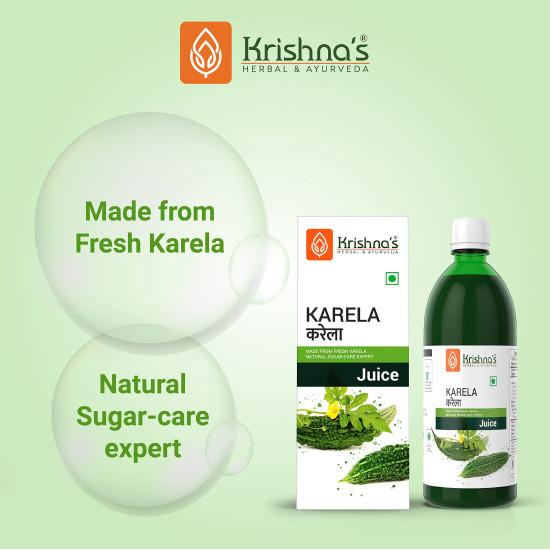 Krishna's Karela Juice - 500 ml | Fresh Karela | Ayurevedic Formulation to maintain Sugar Level | Enriched with Vitamin C - Vitamin A | Sugar free Juice with No Added Color or Flavour