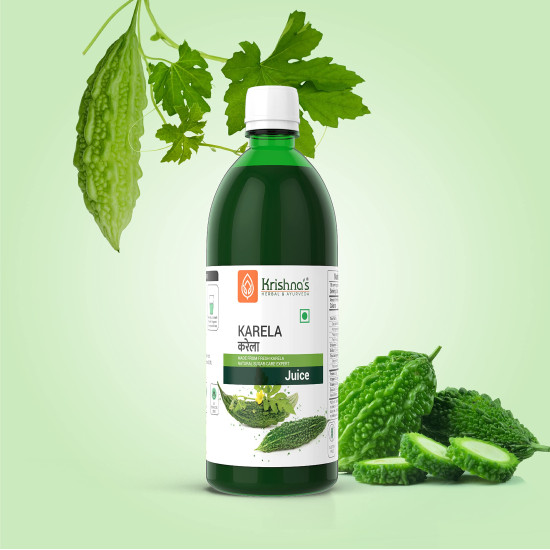 Krishna's Karela Juice - 500 ml | Fresh Karela | Ayurevedic Formulation to maintain Sugar Level | Enriched with Vitamin C - Vitamin A | Sugar free Juice with No Added Color or Flavour