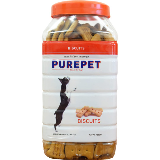 Purepet Dog Treats Biscuits 455g Pack | Real Chicken flavour | Active behaviour | Oral Health | Training and Behaviour | Healthy Immune System