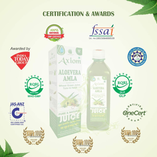 Jeevanras Aloevera & Amla Herbal Juice 1000 Ml|Boosts Immunity|Helps To Purify Blood|Helps In Digestion|Healthy Eyes|100% Natural WHO GMP, GLP Certified Product