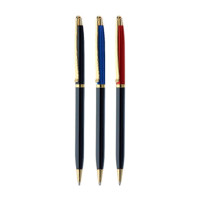 FLAIR Carishma Ball Point Pen Box Pack | Metal Body With Twist Mechanism | Stylish Long Clip With Gold Plated Parts | Durable & Attractive Body Design | Blue Ink, Pack of 1 Pen