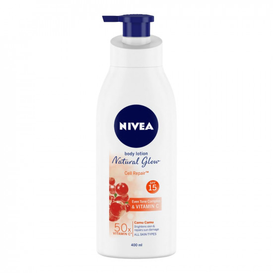 NIVEA Body Lotion Natural Glow, Cell Repair, Spf 15 & 50X Vitamin C 400ml