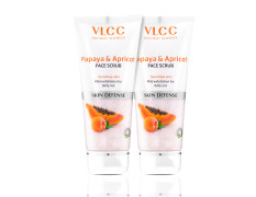 VLCC Papaya & Apricot Face Scrub - 80g - (Pack of 2) | Gentle Scrub to Remove Dead Skin, Dirt | Mild Exfoliating Scrub | Sensitive Skin Scrub | Remove Blackheads & Whiteheads.