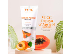 VLCC Papaya & Apricot Face Scrub - 80g - (Pack of 2) | Gentle Scrub to Remove Dead Skin, Dirt | Mild Exfoliating Scrub | Sensitive Skin Scrub | Remove Blackheads & Whiteheads.