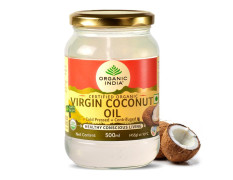 A TATA Product - Organic India Virgin Coconut Oil 500ml, Certified Organic, Lab Tested on 600+ Parameters, Cold Pressed, Extracted from Organically Grown Coconuts, Multipurpose Coconut Oil