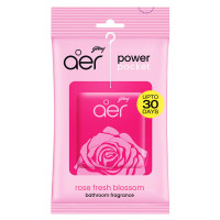 Godrej aer Power Pocket Bathroom Freshener – Rose Fresh Blossom (10g) | Lasts up to 30 days | Germ Protection