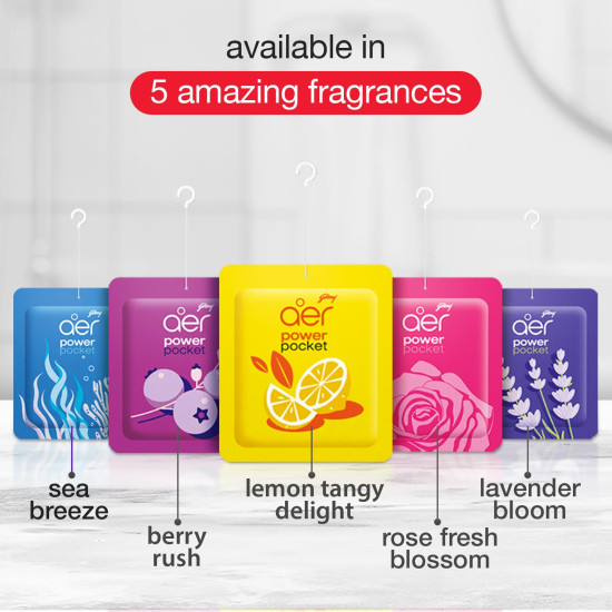 Godrej aer Power Pocket Bathroom Freshener – Rose Fresh Blossom (10g) | Lasts up to 30 days | Germ Protection