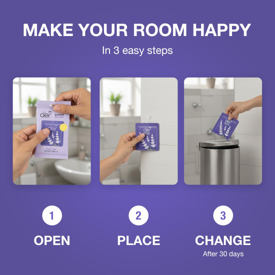 Godrej aer Power Pocket Bathroom Freshener – Lavender Bloom (10g) | Lasts up to 30 days | Germ Protection