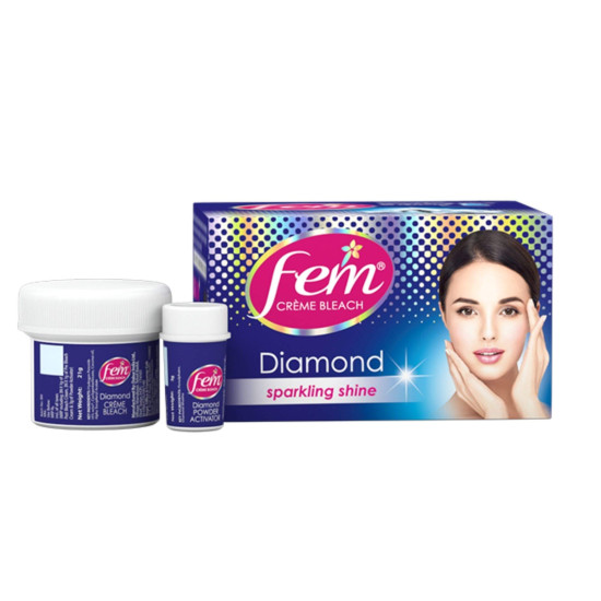 Fem Fairness (Diamond) Crème Bleach - 30g | Advanced Skin Brightening System | Enriched with Goodness of Diamond | With Rejuvenating Fragrance | No Added Parabens, Silicones & Ammonia