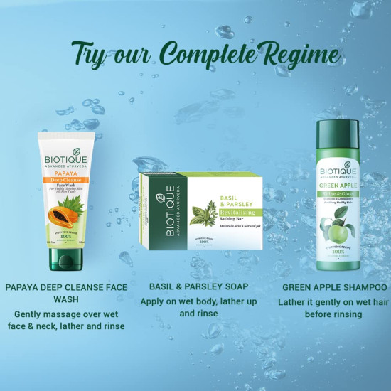 Biotique Basil & Parsley Revitalizing Bathing Bar| Ayurvedic and Organically Pure| Maintains Skin’s Natural pH |100% Botanical Extracts| Suitable for All Skin Types | 75gm