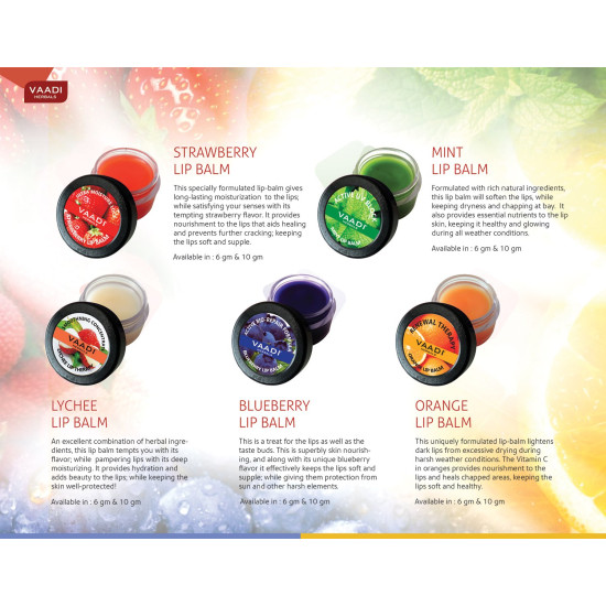 Vaadi Herbals Lip Balm, Orange and Shea Butter, 10gms x 4