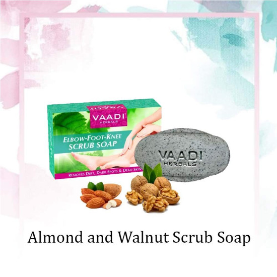 Vaadi Herbals Elbow Foot Knee Scrub Soap with Almond and Walnut Scrub, 75g x 3