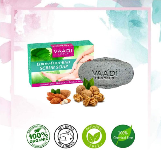 Vaadi Herbals Elbow Foot Knee Scrub Soap with Almond and Walnut Scrub, 75g x 3