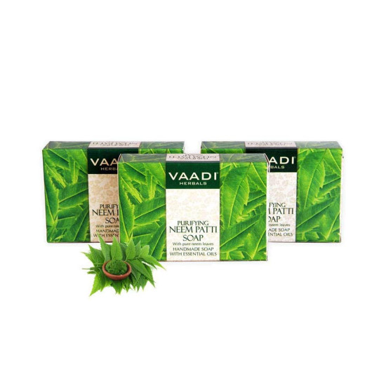 Vaadi Herbals Neem Patti Soap, Pure Neem Leaves, 3 x 75g